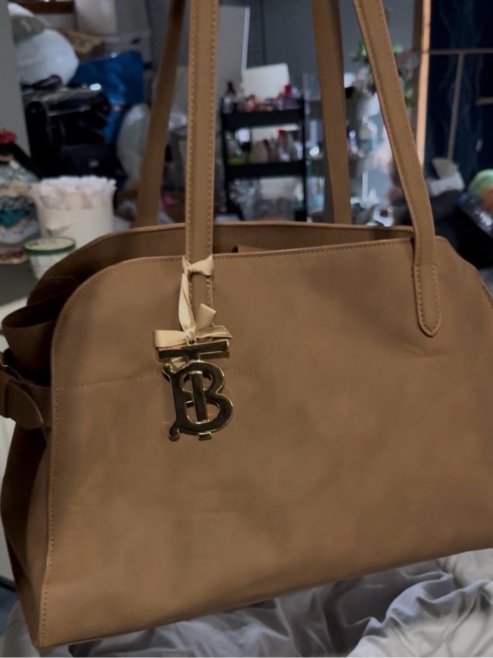 Burberry (Charm only) Tan Leather Shoulder Bag (Target)